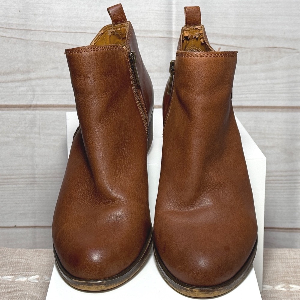 Lucky Brand Basel Cognac Brown Leather Ankle Booties LK-BASEL 9.5M‎